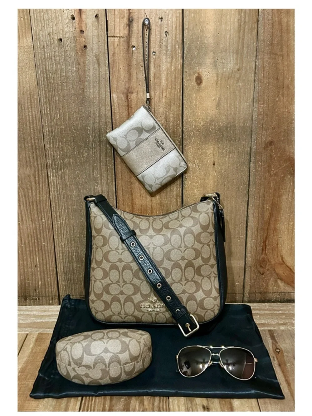 Coach. 5 Piece: Ellie File Bag with Free Sunglasses, Case, Wristlet & Dust Bag. - Picture 16 of 16